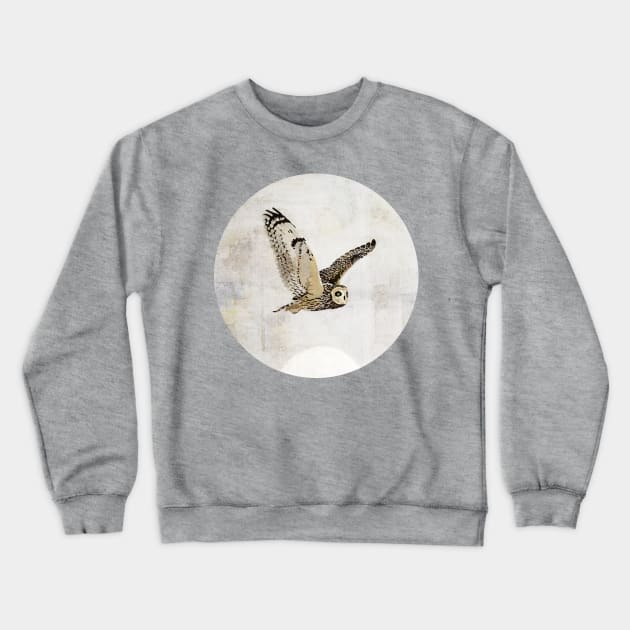 Short Eared Owl Crewneck Sweatshirt by KatherineBlowerDesigns